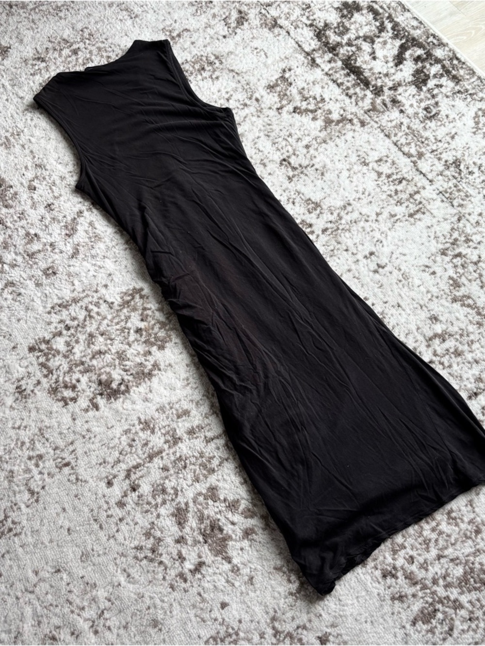 James Perse Draped 100% Cotton Sleeveless V-Neck Ruched Dark Grey Maxi Dress - Picture 6 of 7